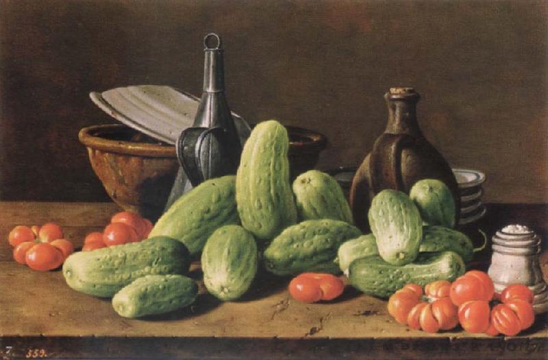 Melendez, Luis Eugenio Cucumber and tomatoes Germany oil painting art